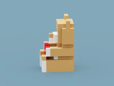 Voxel Bear Love Low-poly 3D model