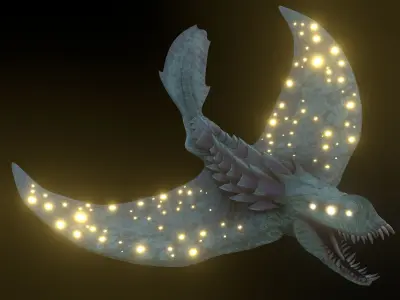 Fantasy Pack Flying Manta Monster Low-poly 3D model