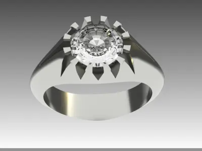 7mm round stone heavy style ring 3D model