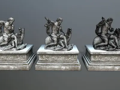 Neptune Statue Low-poly 3D model