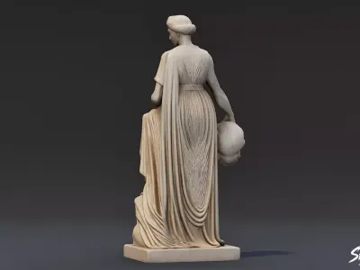 Melpomene Statue Low-poly 3D model