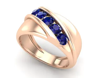 AV 546 5 Stone mens wedding ring   3D print model