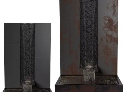 Minimalist Wall Water Fountain - Modern 3D Water Feature Low-poly 3D model
