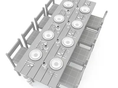 dining table 006 3D Low-poly 3D model