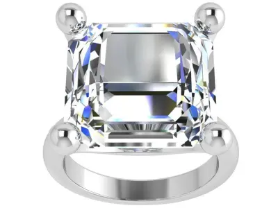 Emerald Solitaire Ring 4437 3D print model