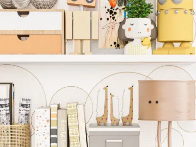 shelf for kid bedroom Low-poly 3D model
