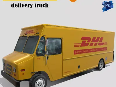 Morgan Olson Delivery Truck DHL Livery Low-poly 3D model