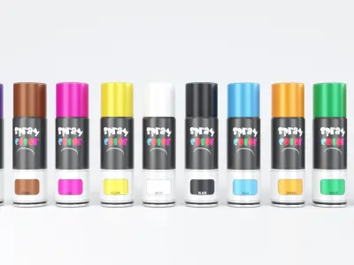 Paint Spray Bottle Colors 3D model