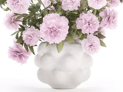 Beautiful pink Formal Bouquet Peony Vase Decor 3D model