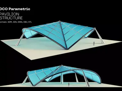 Architectural Tensile Structure 3 sides 3D model