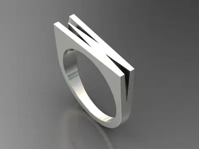 alphabet ring letter W 3D print model