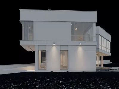 Modern house with furniture 3D model