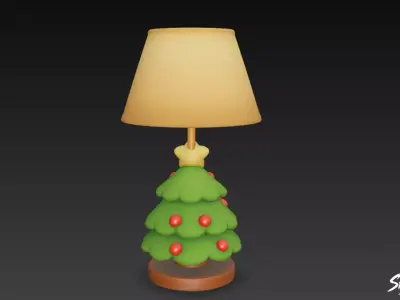 Christmas Tree Table Lamp Low-poly 3D model