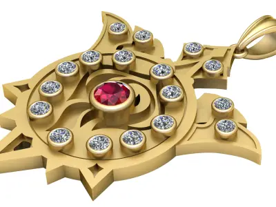 LUXURY SPINAL RUBY PENDANT 3D PRINTABLE MODEL 3D print model