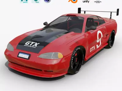 Race Car Realistic and Game Ready Asset Low-poly 3D model