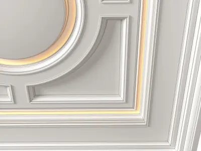 Square coffered ceiling with backlight in Art Deco style 3D model