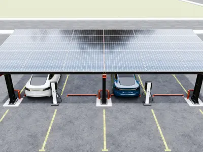 L Type 4 Car Solar Carport 3D model