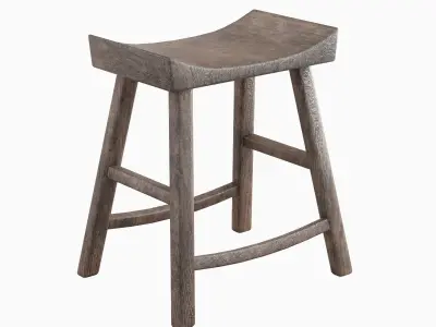 Old Wooden Chair 02 Low-poly 3D model