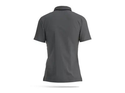 Black Womens Polo Shirt - sport female tshirt with collar 3D model