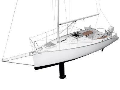 Small Sail Yacht White 3D model