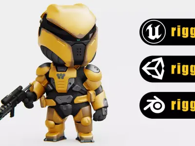 TOON TROOPER DOMIAC Rigged for Unreal Engine - Unity - MIXAMO 3D model