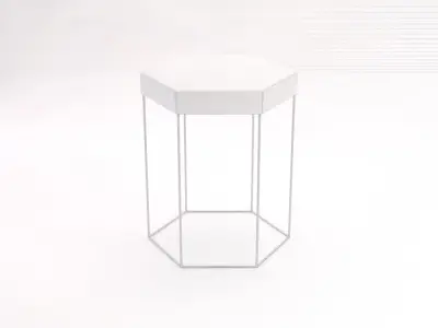 SIDE TABLE---Iron tray hexagonal and rods 3D model