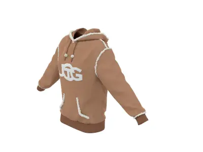 Telfar x UGG Hoodie Chestnut Low-poly 3D model