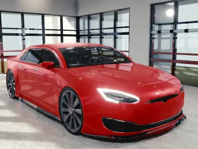 BLENDER EEVEE Brandless Small 4 door sedan Low-poly 3D model