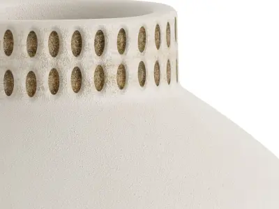 Etched Ivory Ceramic Urn Vase 3D model