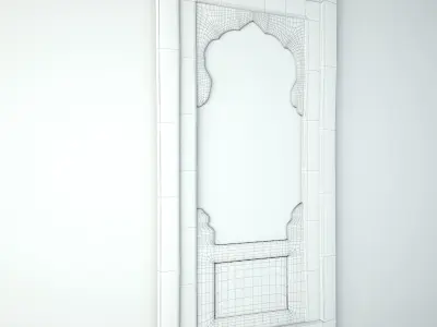 Old Wood Arched Window Mirror 3D model