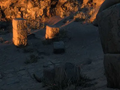 Old Temple Scene Low-poly 3D model