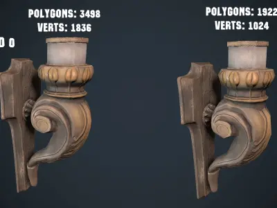 Candlestick ornate candle holder Low-poly 3D model