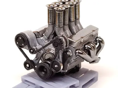 3D Printable Chevy small-block with Hilborn and standard intake 3D print model