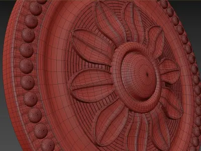 Rozet 2 marble ceiling medallion with flower design Low-poly 3D model