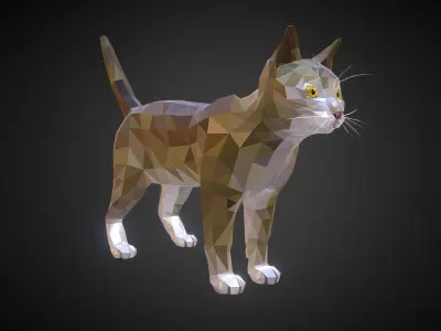 Cat Low Polygon Art Farm Animal Low-poly 3D model
