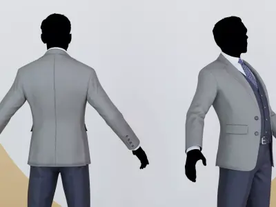 Men Pans with Shirt Blazer and Shoes MixBlueBlackGrey Low-poly 3D model