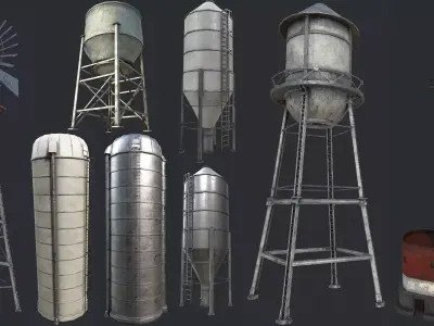Industrial Structures PBR Collection Low-poly 3D model