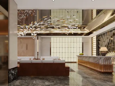 Luxury hotel lobby 3D model