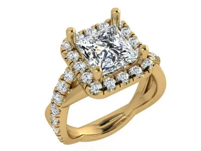 Square Halo Twisted Ring 3638 3D print model