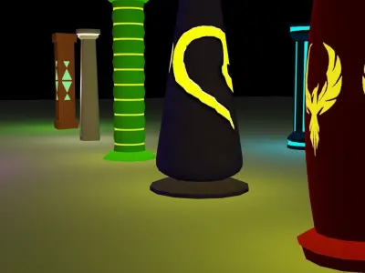 Illuminated Column Package Low Poly Low-poly 3D model