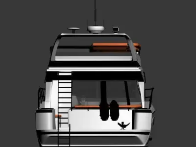 Luxury Flybridge Motor Yacht White Modern Style 3D model