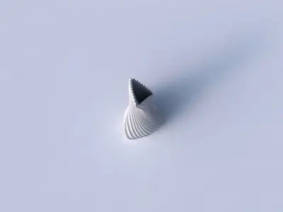 Vase twist puffy tappered triangle with bent extruded lines 3D print model