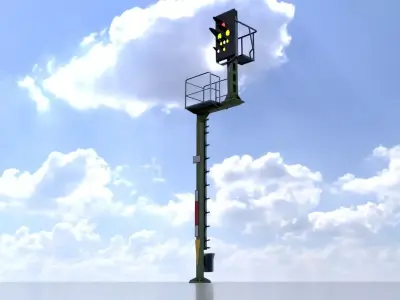 KS-Railway Signal Post 7000mm Version-2 Low-poly 3D model