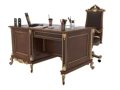 Classic European Style Working Table 3 3D model