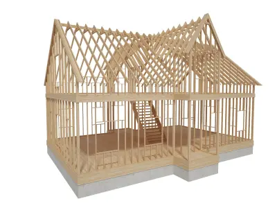 Wood House Construction 3D model