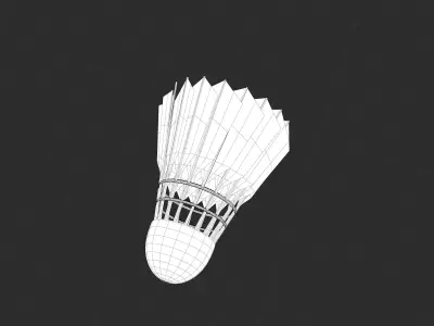 Badminton court Racket and shuttlecock Low-poly 3D model