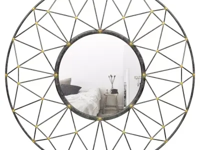 Bal Harbour Round Geometric Frame Accent Mirror BYST5344 3D model