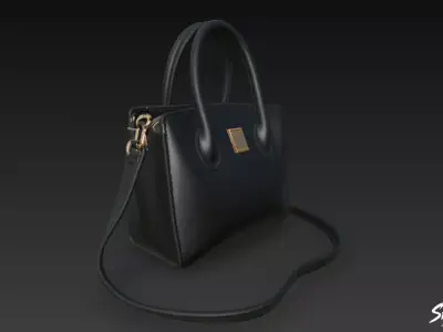 Black Formal Office Handbag Low-poly 3D model