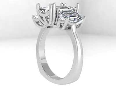 3 Stone Emerald Diamond Ring 4491 3D print model
