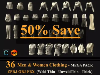 36 pcs of Men and Women Clothing  3D model